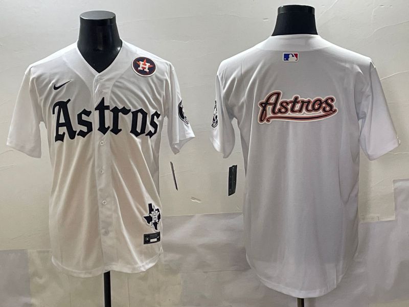 Men 2025 Houston Astros Blank White Five generations Joint Name Nike MLB Jersey style 8->youth mlb jersey->Youth Jersey